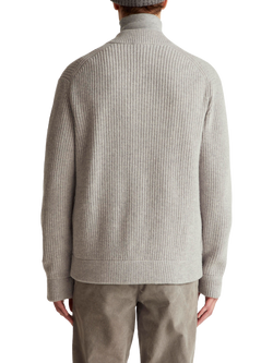 Benetton Wool Blend Knitted Bomber Cardigan, Grey - view 2, Grey