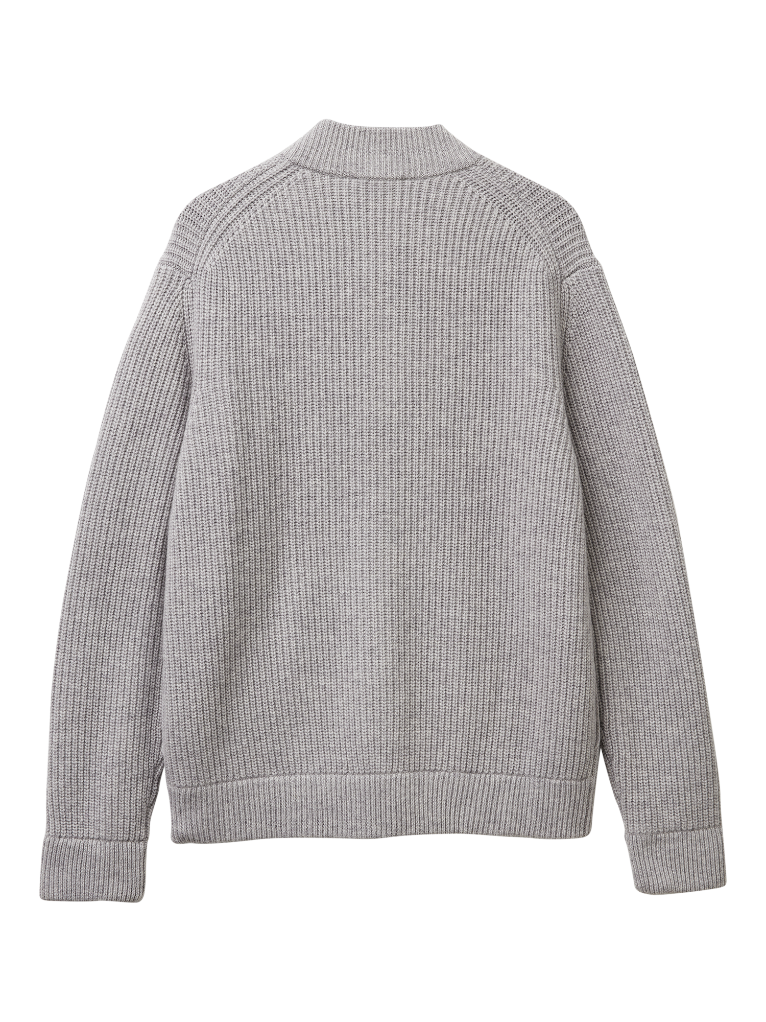 Product image 5 of 6, which shows Benetton Wool Blend Knitted Bomber Cardigan, Grey, M
