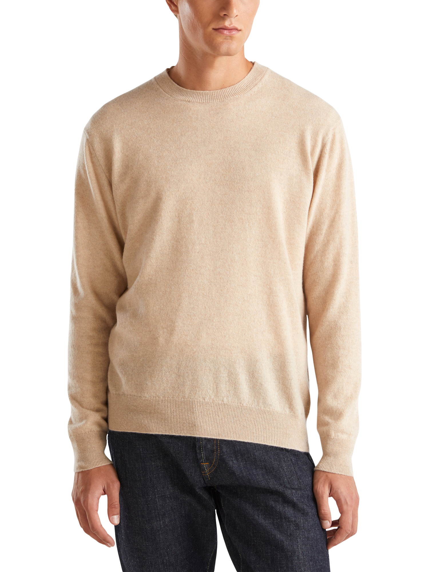 Product image 1 of 5, which shows Benetton Cashmere Crew Neck Jumper, Beige, S