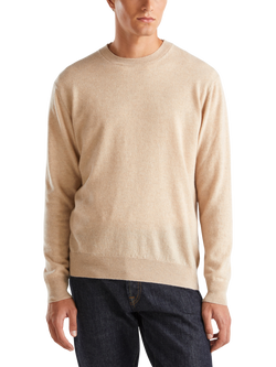 Benetton Cashmere Jersey Crew Neck Jumper, Beige