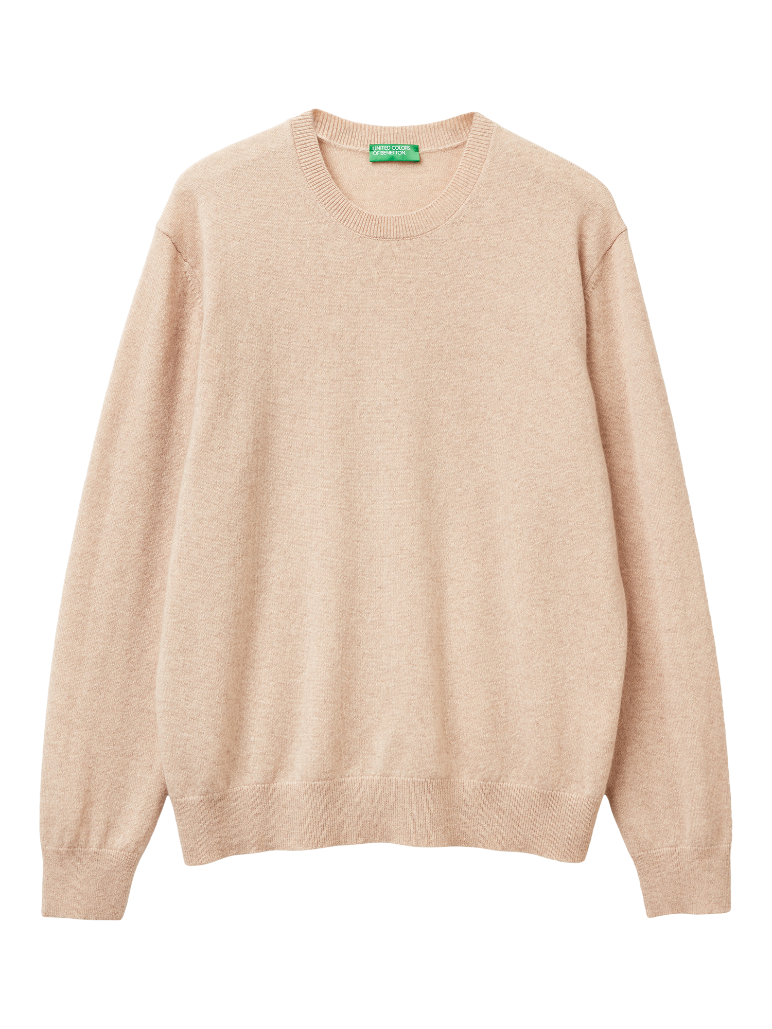 Product image 3 of 5, which shows Benetton Cashmere Crew Neck Jumper, Beige, S