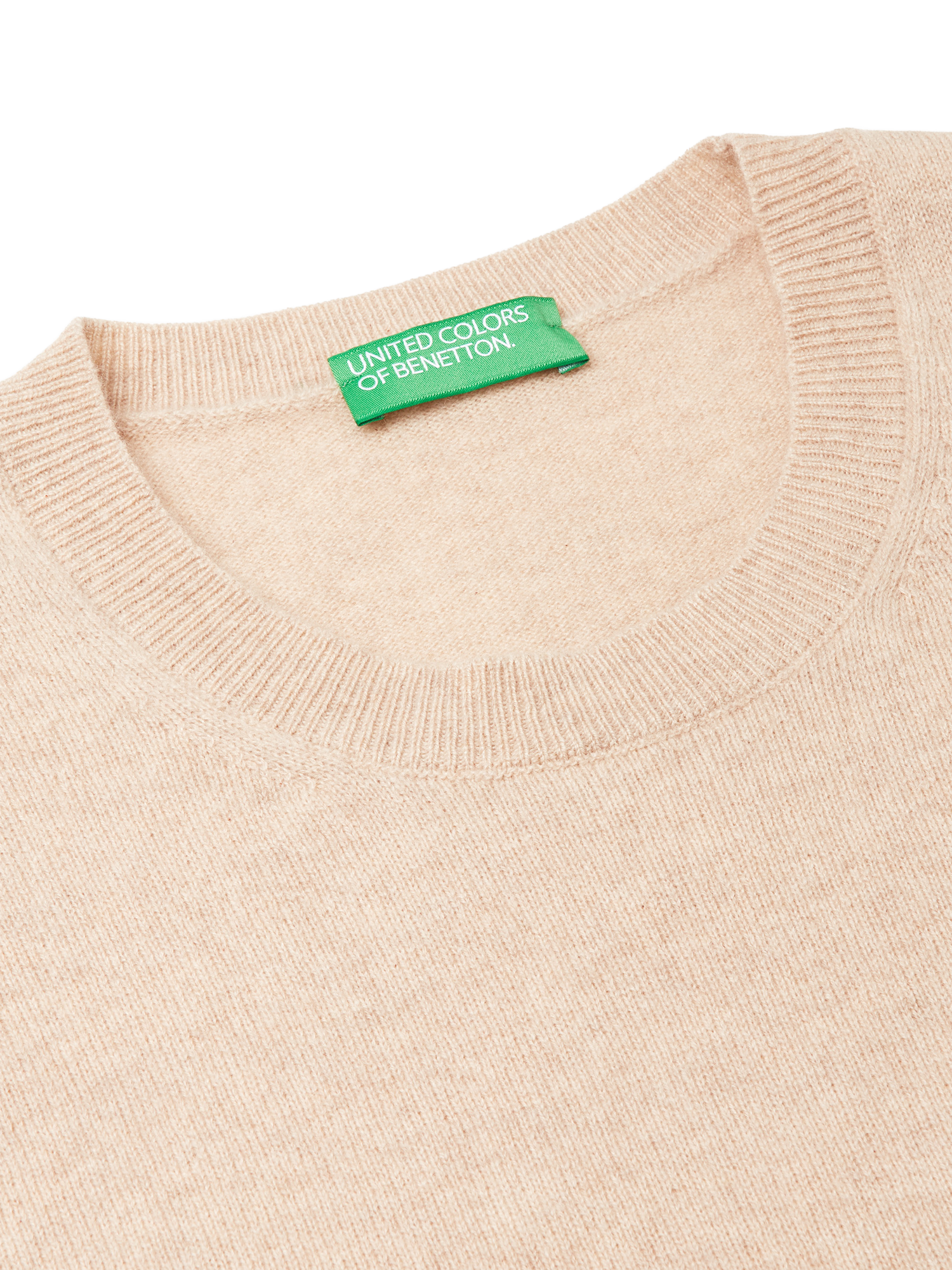 Product image 5 of 5, which shows Benetton Cashmere Crew Neck Jumper, Beige, S