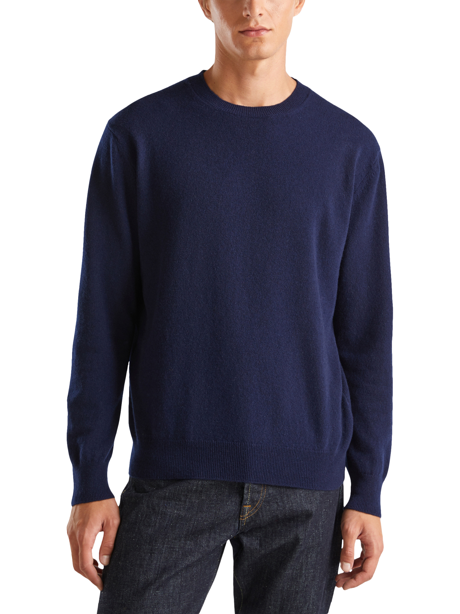 Product image 1 of 5, which shows Benetton Cashmere Jersey Crew Neck Jumper, Blue, S