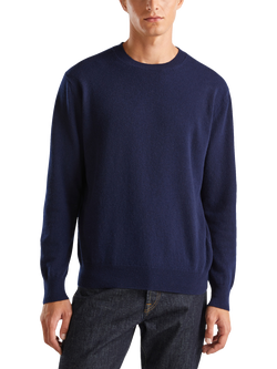 Benetton Cashmere Jersey Crew Neck Jumper, Blue