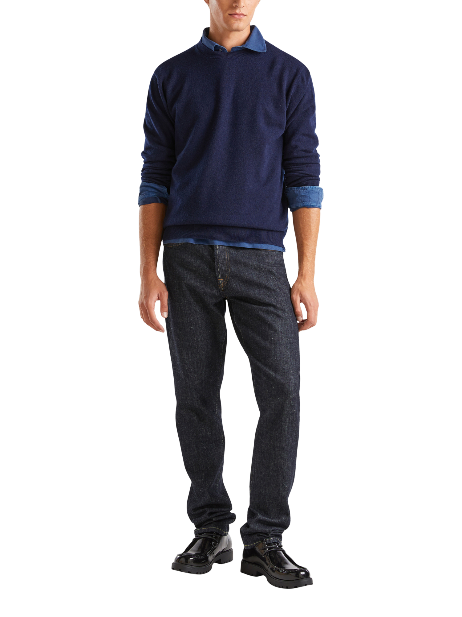 Product image 3 of 5, which shows Benetton Cashmere Jersey Crew Neck Jumper, Blue, S