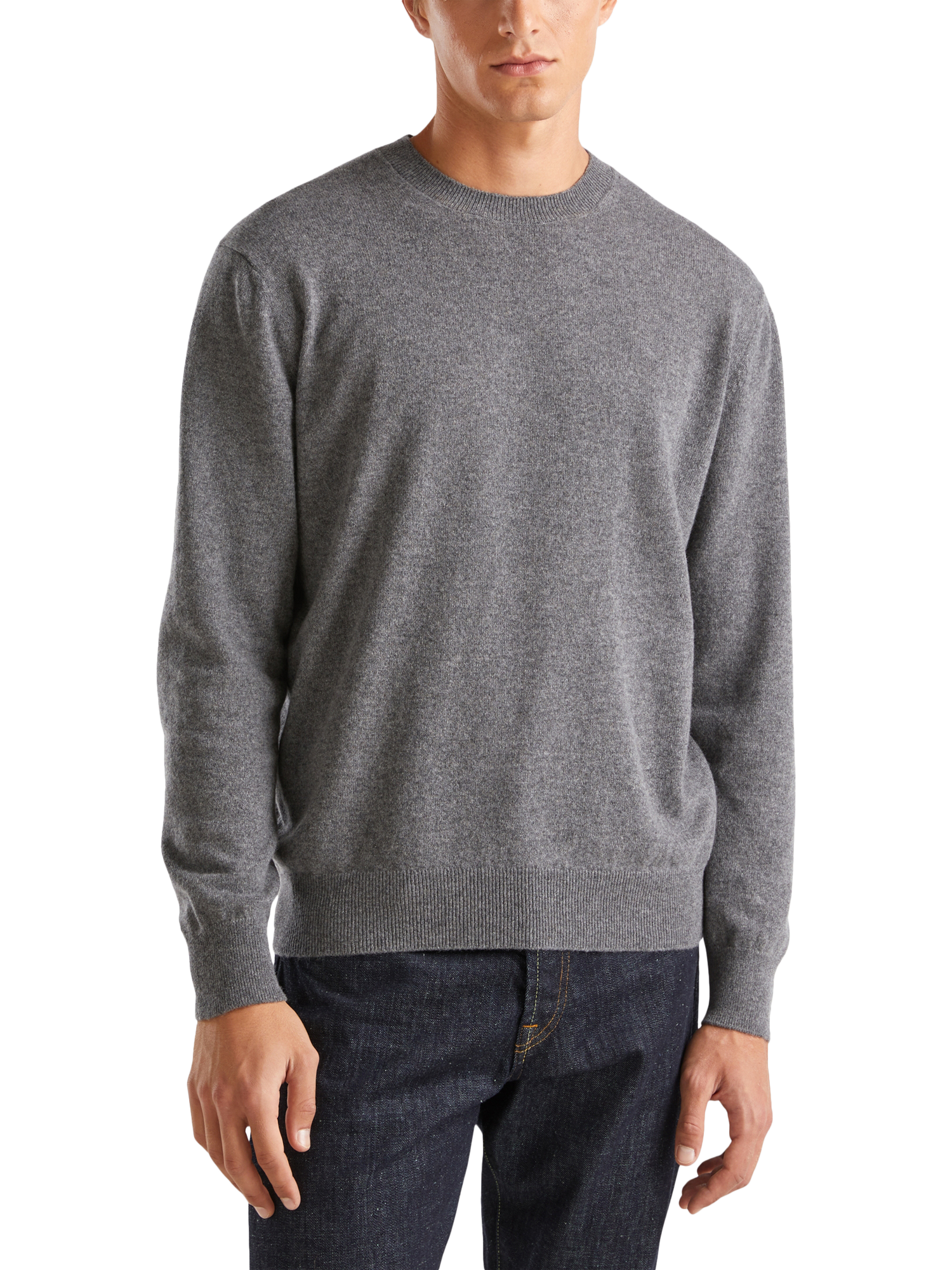 Product image 1 of 5, which shows Benetton Cashmere Jersey Crew Neck Jumper, Grey, S