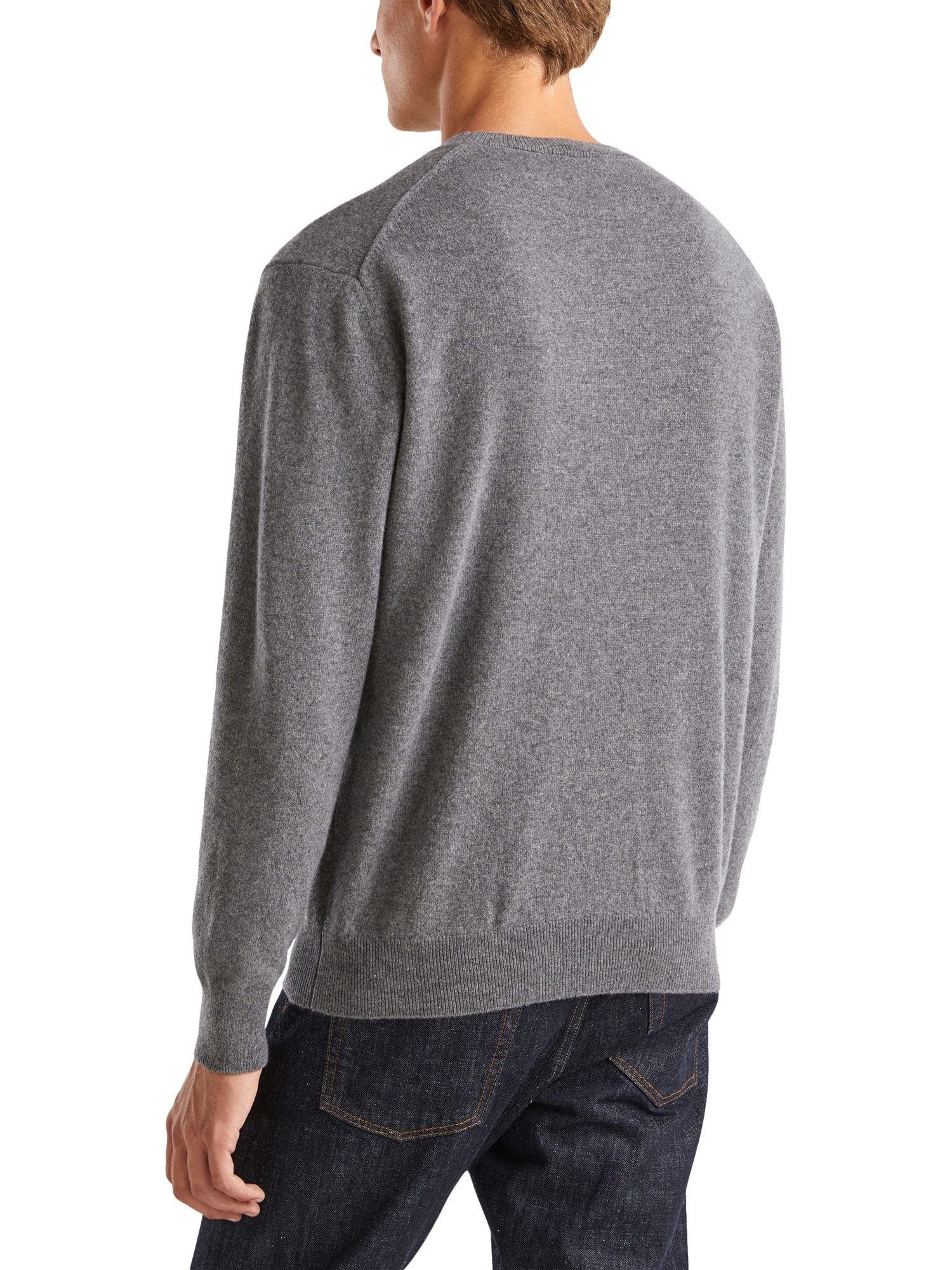 Product image 2 of 5, which shows Benetton Cashmere Jersey Crew Neck Jumper, Grey, S