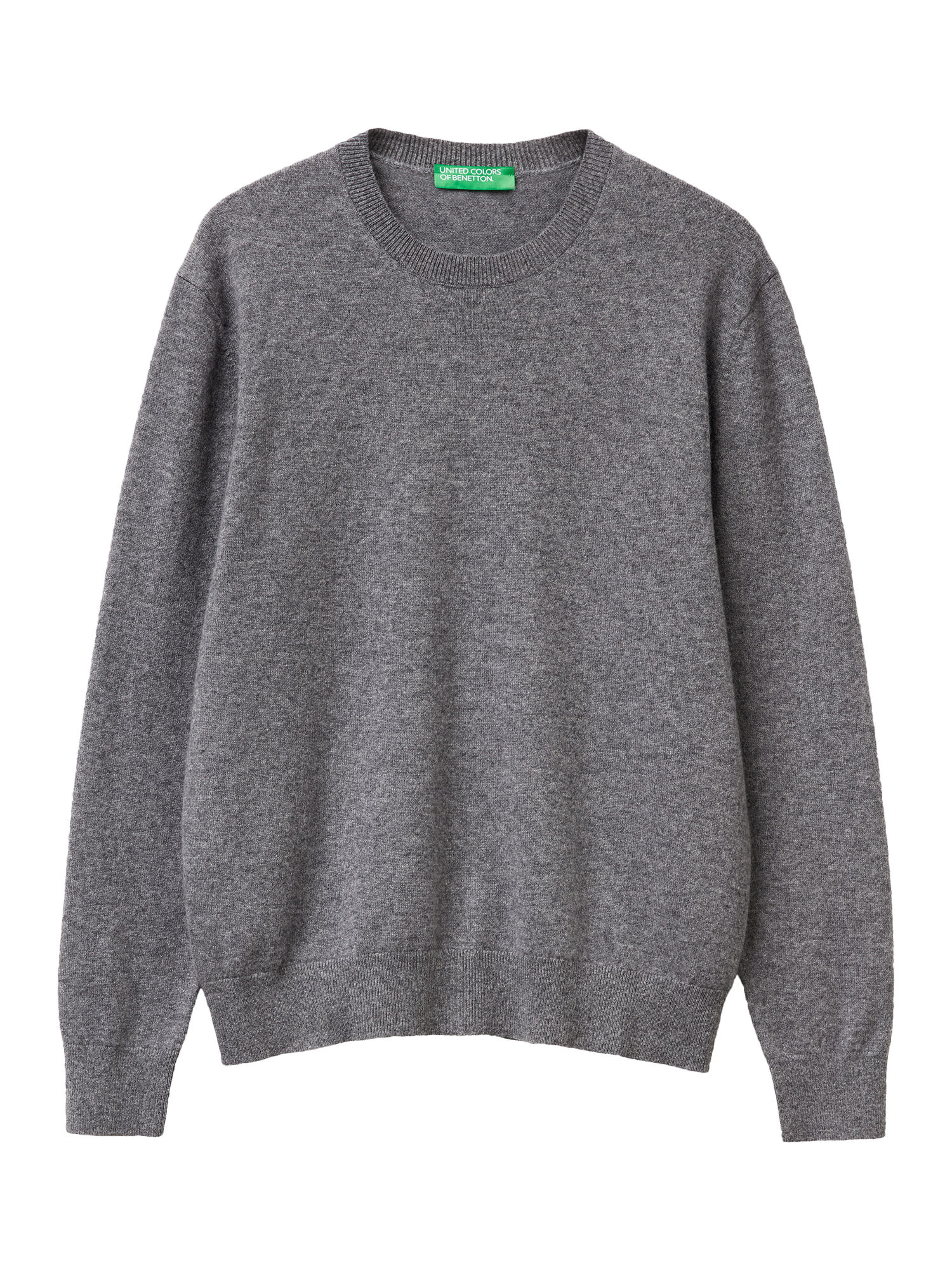 Product image 3 of 5, which shows Benetton Cashmere Jersey Crew Neck Jumper, Grey, S