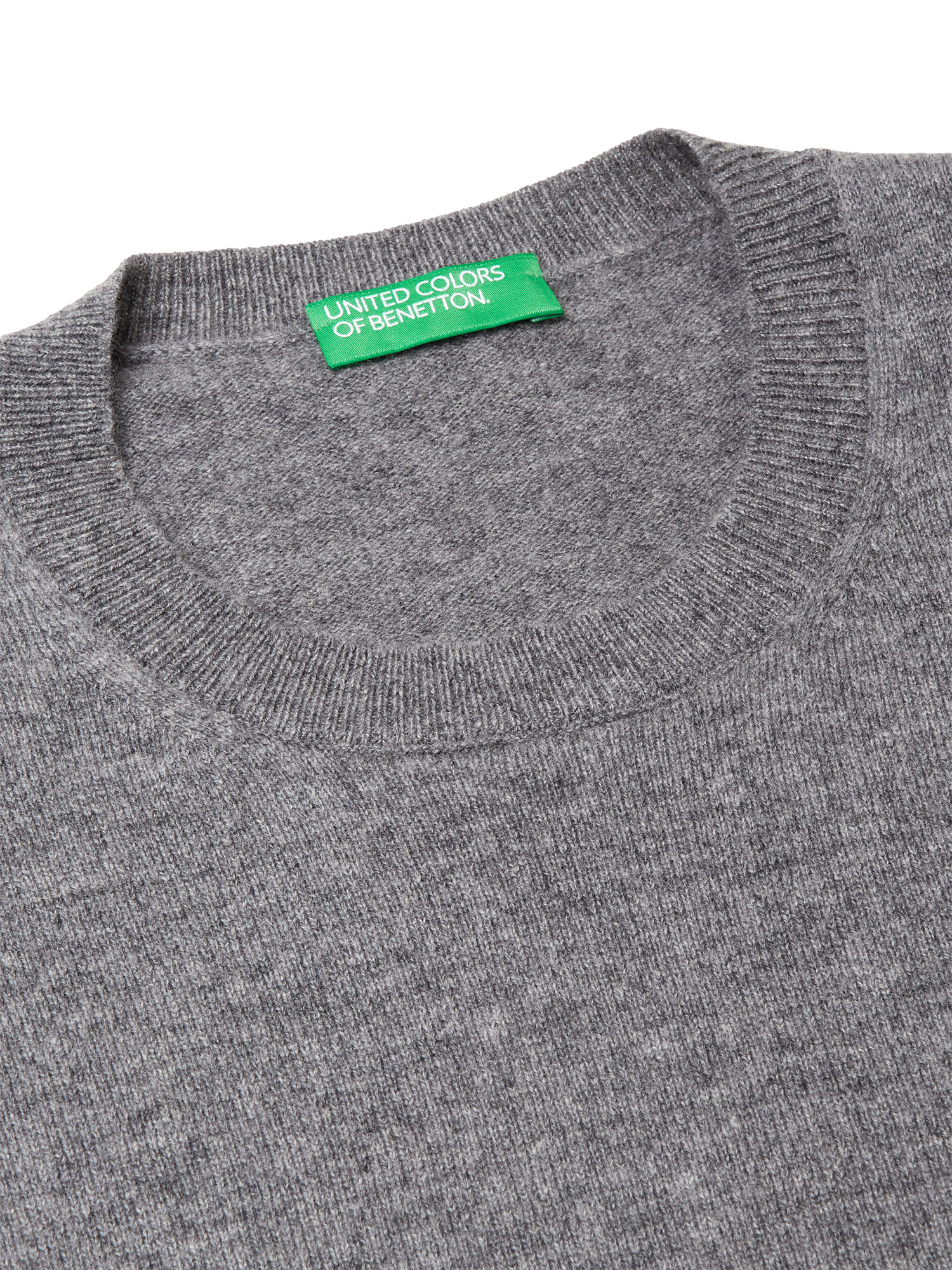 Product image 5 of 5, which shows Benetton Cashmere Jersey Crew Neck Jumper, Grey, S