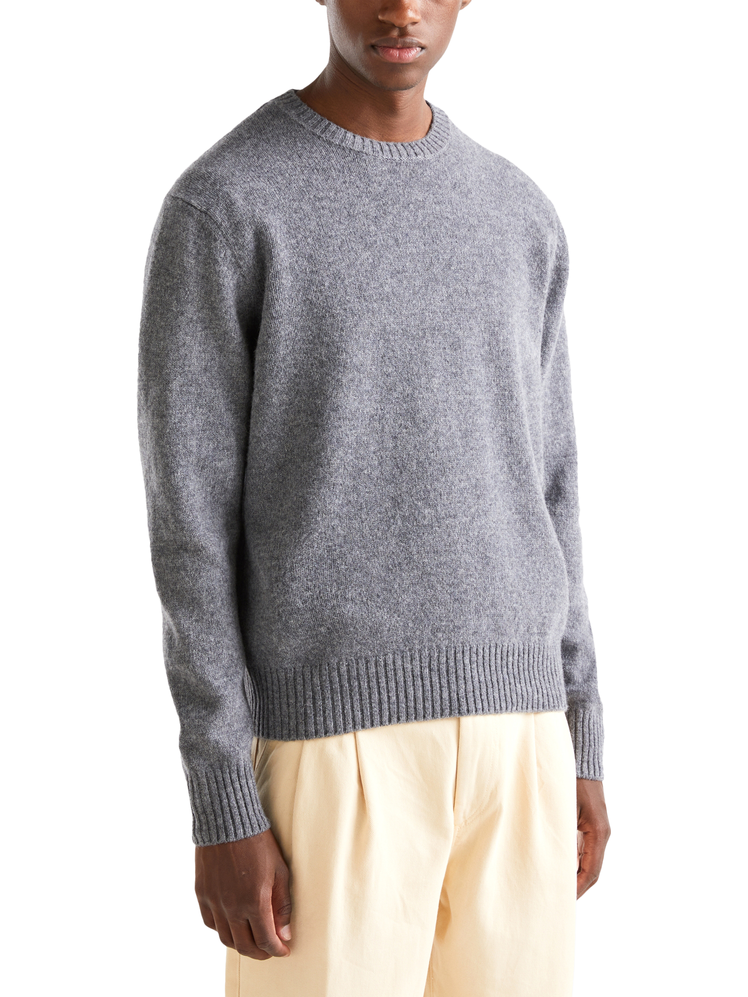 Product image 1 of 4, which shows Benetton Italian Wool Crew Neck Jumper, Grey, S