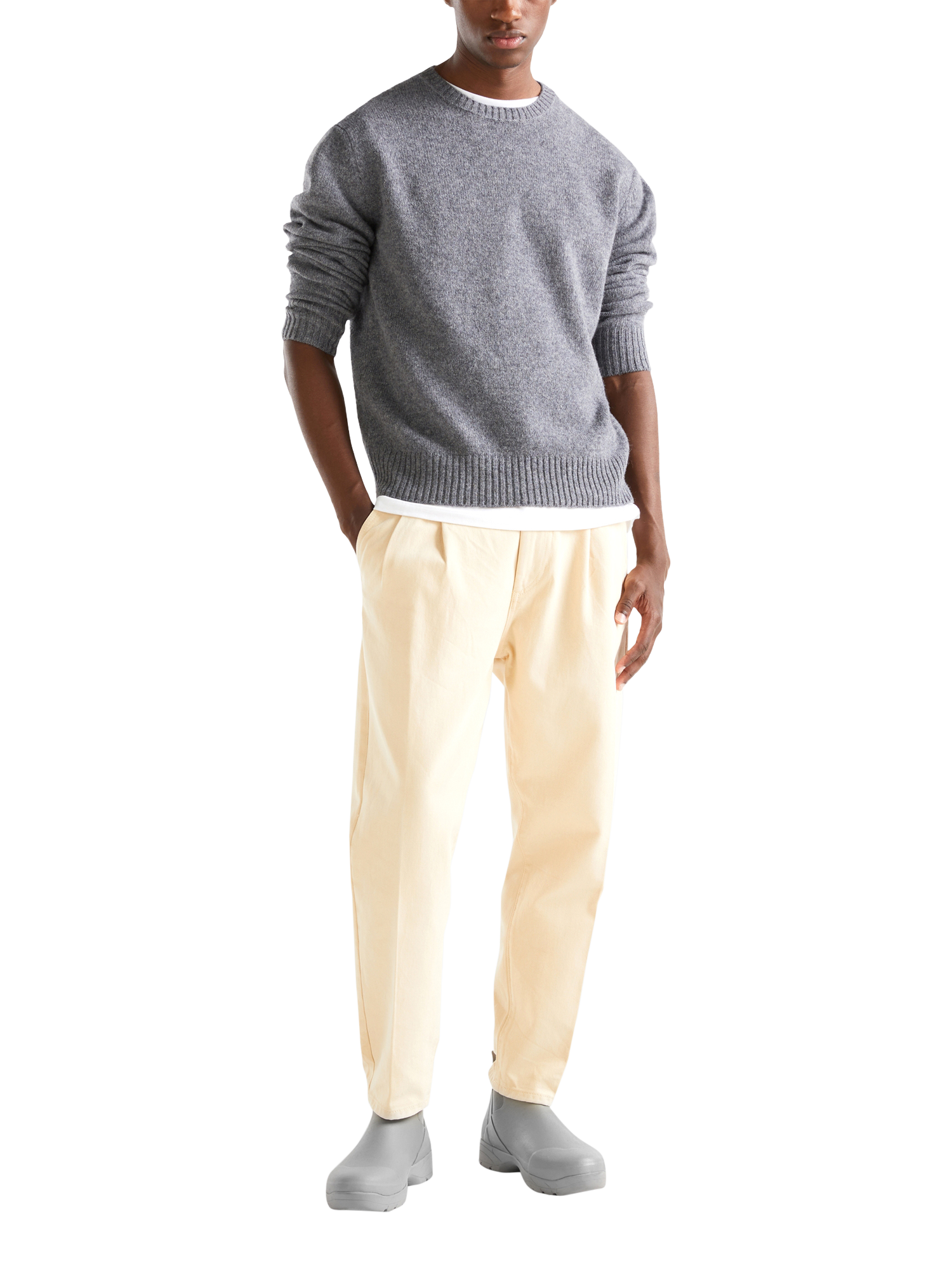 Product image 2 of 4, which shows Benetton Italian Wool Crew Neck Jumper, Grey, S