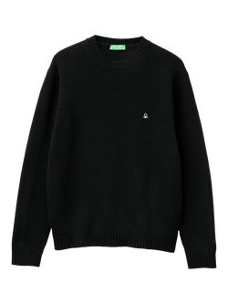 Benetton Wool Blend Crew Neck Jumper, Black