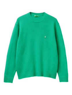 Benetton Wool Blend Crew Neck Jumper, Green, Green