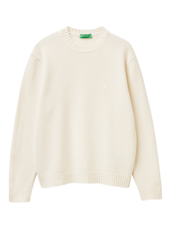 Benetton Crew Neck Jumper, White, White