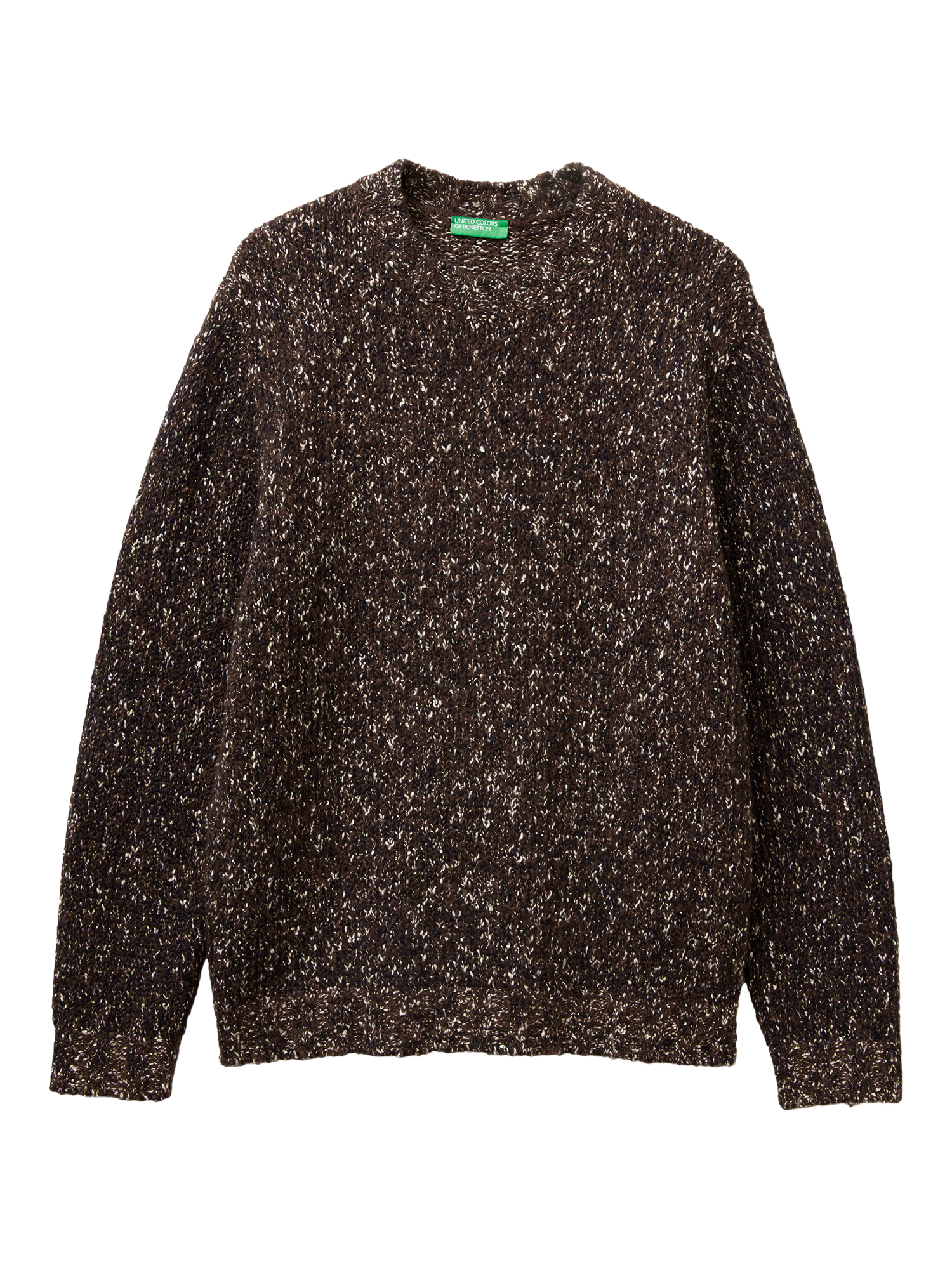 Product image 4 of 6, which shows Benetton Cotton with Wool Knitted Mouliné Yarn Jumper, Brown, XXL
