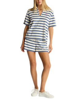 Sea Level Ahoy Beach Polo Top, Denim Blue/White, Denim Blue/White