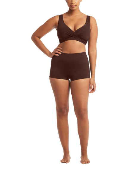 Sea Level Essentials Edit Katie Boy Leg Bikini Bottoms, Cocoa, Cocoa