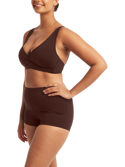 Sea Level Essentials Edit Katie Boy Leg Bikini Bottoms, Cocoa - view 2, Cocoa