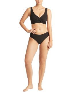 Sea Level Spinnaker Cross Front Multifit Bikini Top, Black