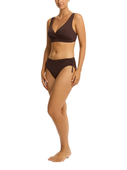 Sea Level Essentials Edit Cross Front Multifit Bikini Top, Cocoa - view 2, Cocoa