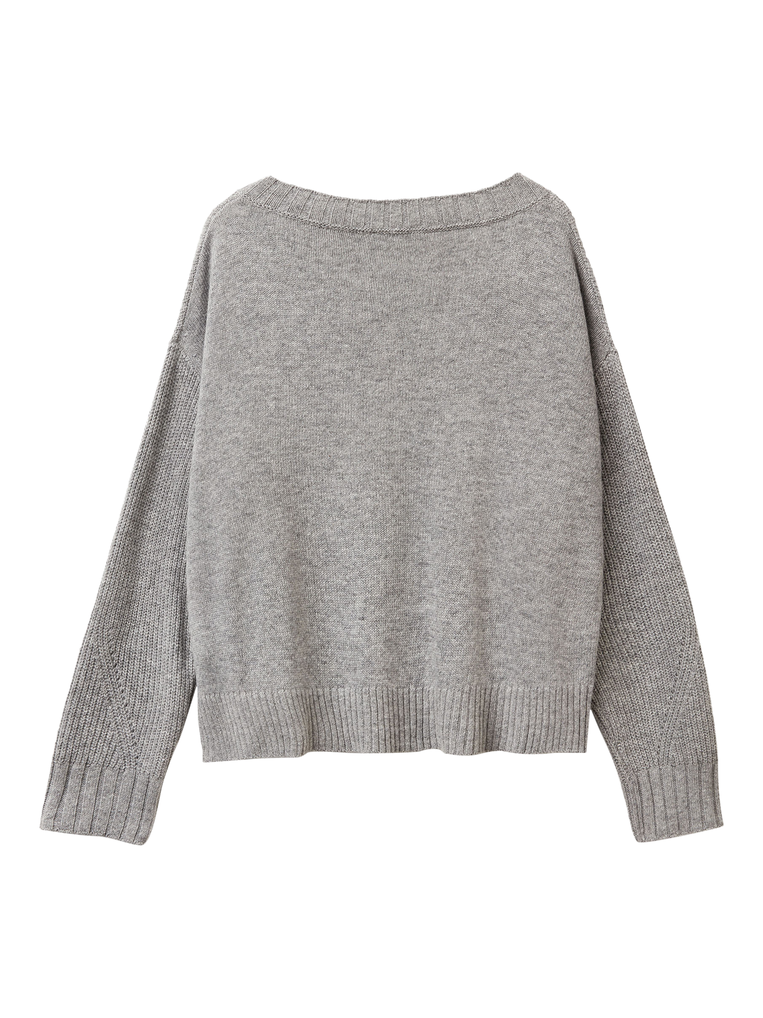 Product image 2 of 3, which shows Benetton V-Neck Wool Blend Jumper, Grey, XS