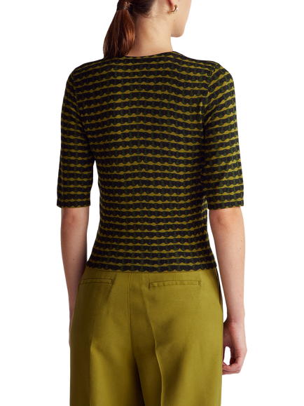 Benetton Wavy Stripe Knit Top, Green - view 2, Green