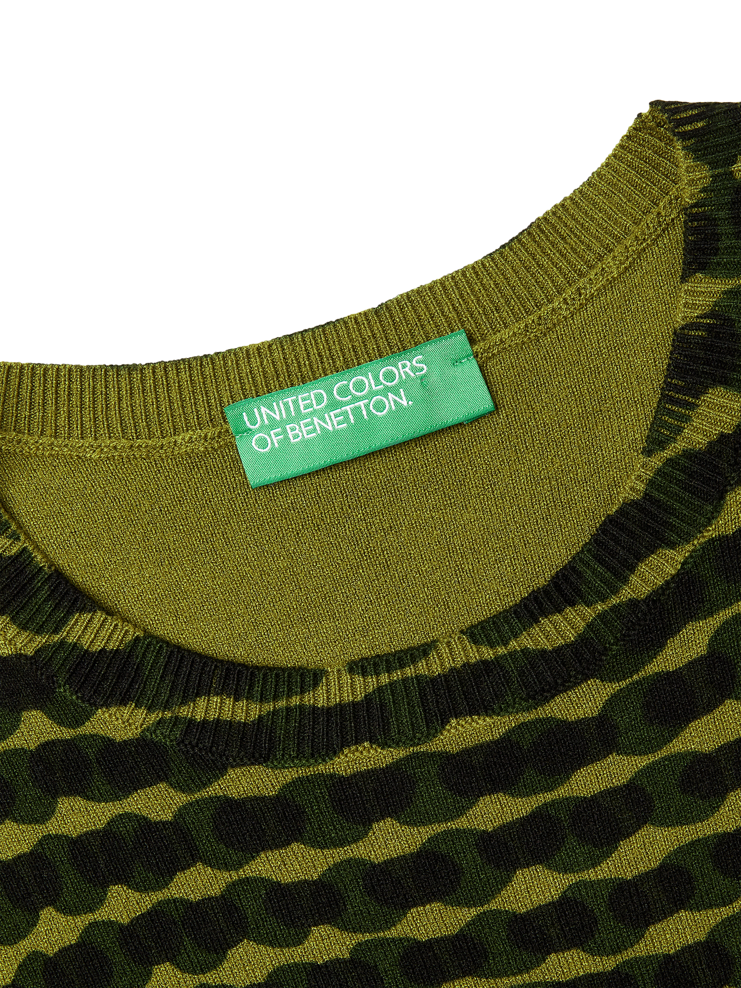 Product image 6 of 6, which shows Benetton Wavy Stripe Knit Top, Green, S