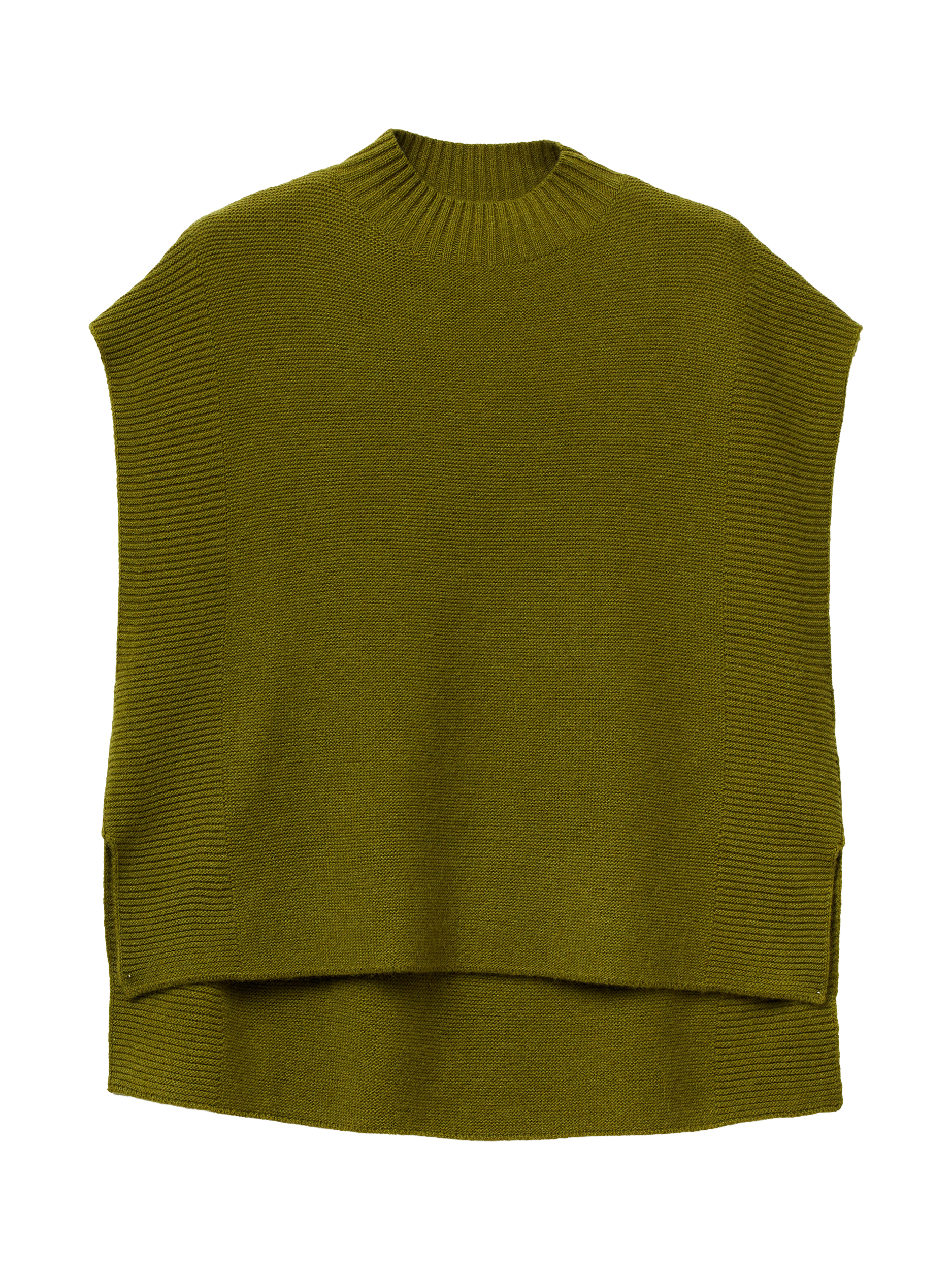 Product image 1 of 3, which shows Benetton Knitted Wool Rich Turtleneck Top, Green, S