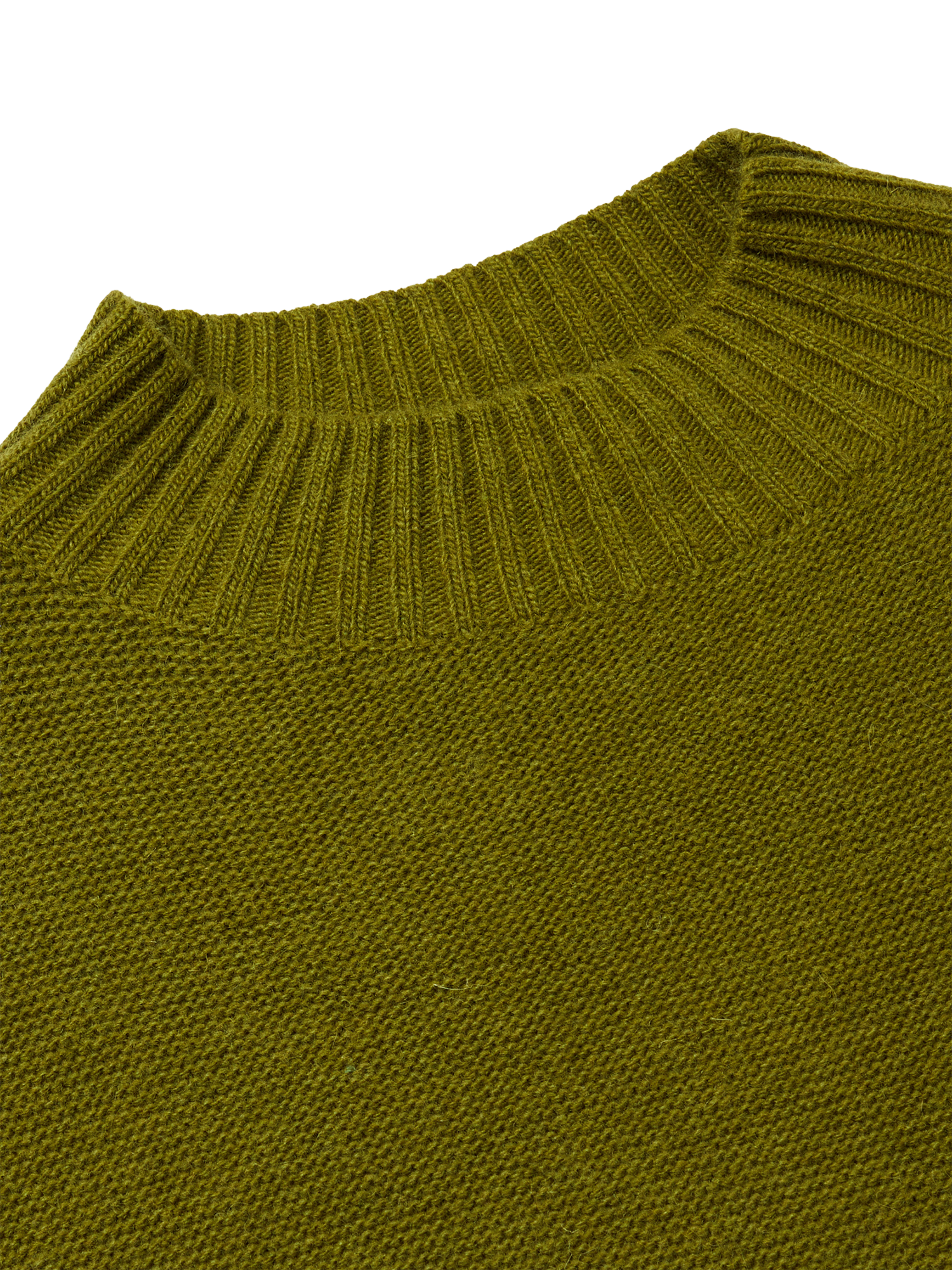 Product image 3 of 3, which shows Benetton Knitted Wool Rich Turtleneck Top, Green, S