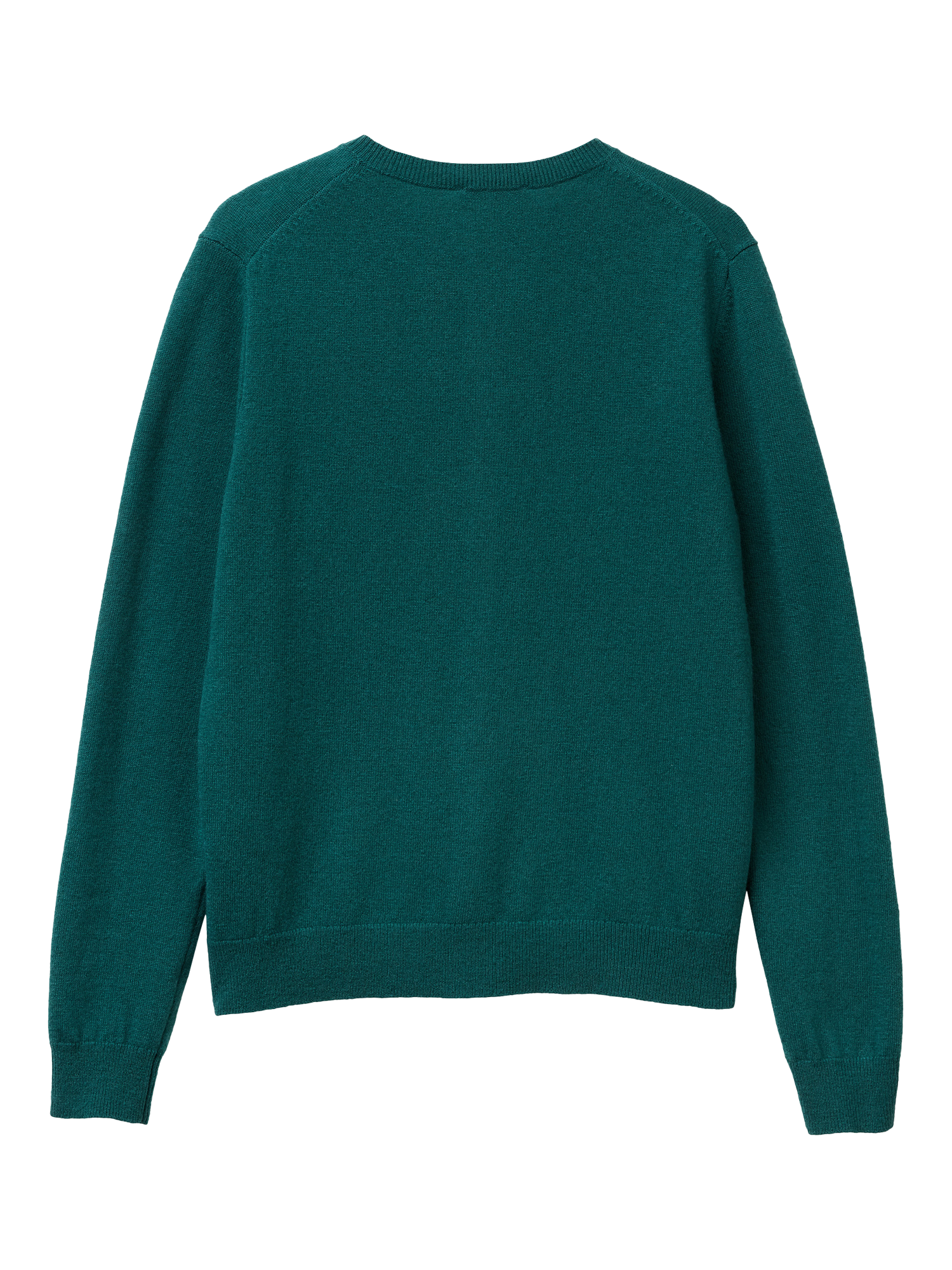 Product image 2 of 3, which shows Benetton Crew Neck Pure Wool Cardigan, Green, S