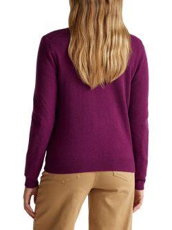 Benetton Korean Crew Neck Pure Wool Cardigan, Violet - view 2, Violet