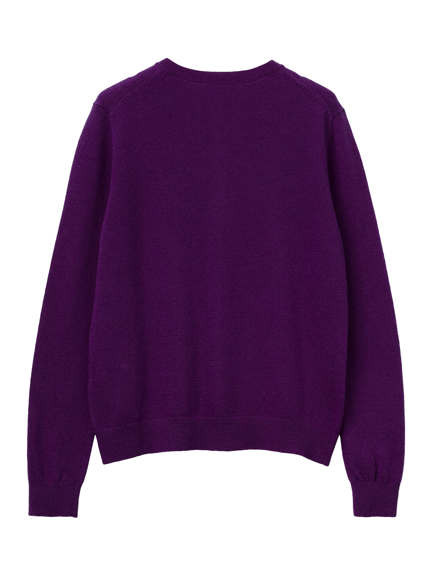 Product image 5 of 6, which shows Benetton Korean Crew Neck Pure Wool Cardigan, Violet, S