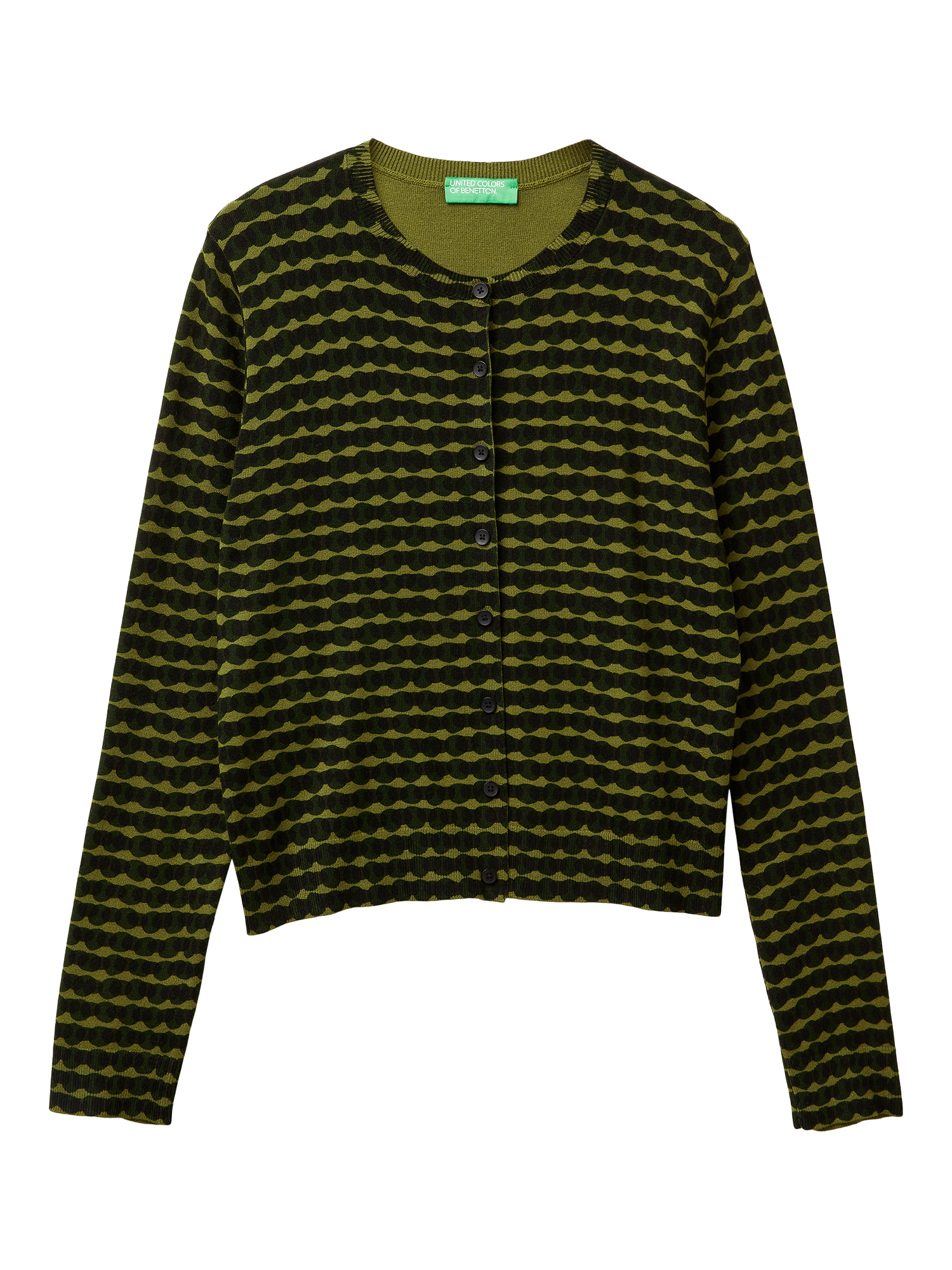 Product image 4 of 6, which shows Benetton Korean Wavy Stripe Cardigan, Green, S