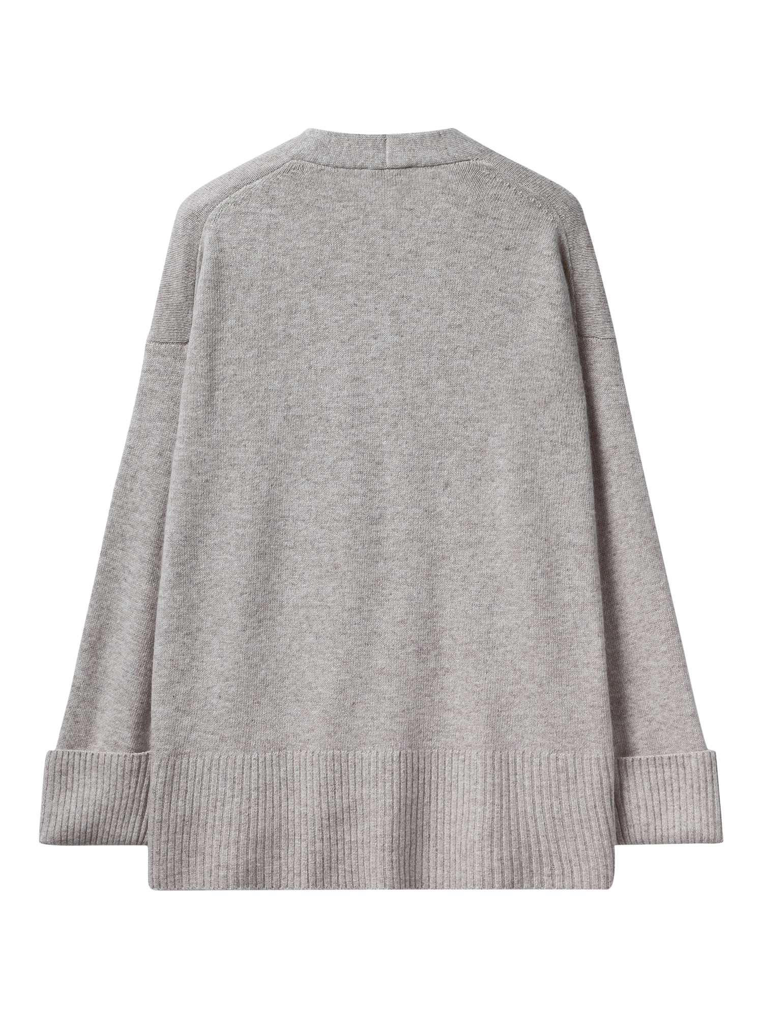 Product image 5 of 6, which shows Benetton V-Neck Relaxed Fit Wool Blend Cardigan, Grey, S