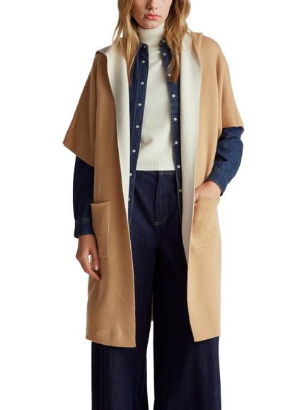 Benetton Double Face Reversible Coat, Beige, Beige