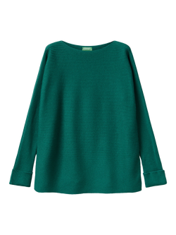 Benetton Boat Neck Ribbed Jumper, Green