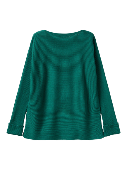 Benetton Boat Neck Ribbed Jumper - view 2, Green