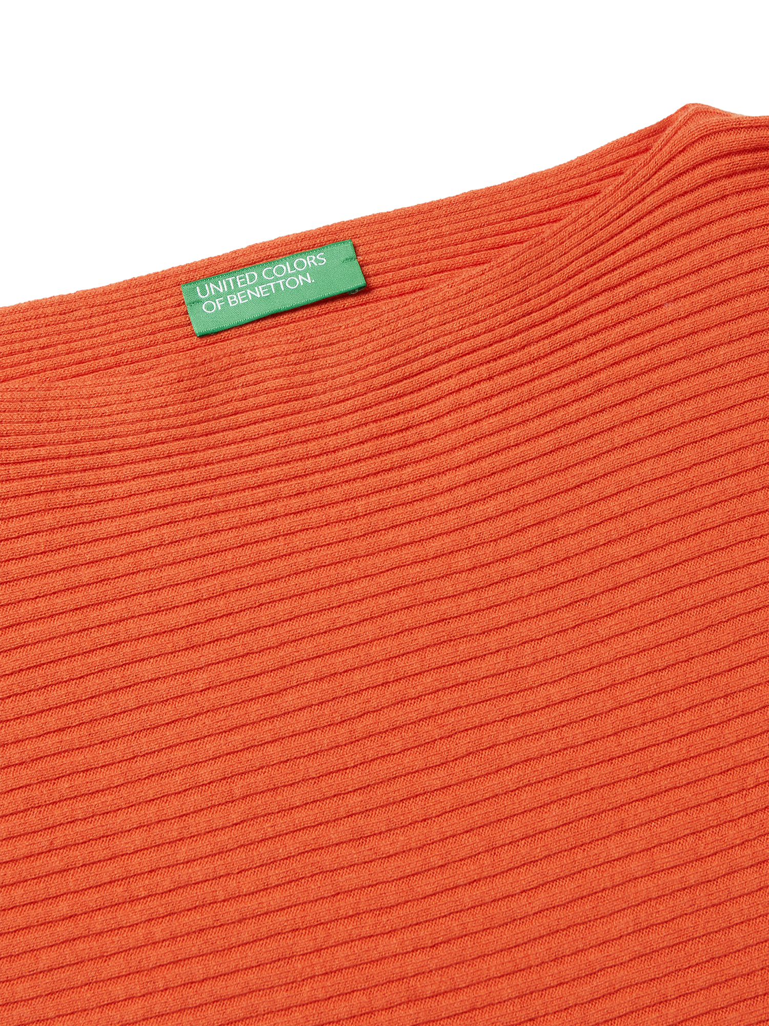Product image 3 of 3, which shows Benetton Boat Neck Ribbed Jumper, Red, XS