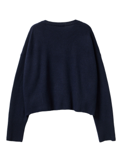 Benetton Crew Neck Wool Blend Jumper, Blue - view 2, Blue