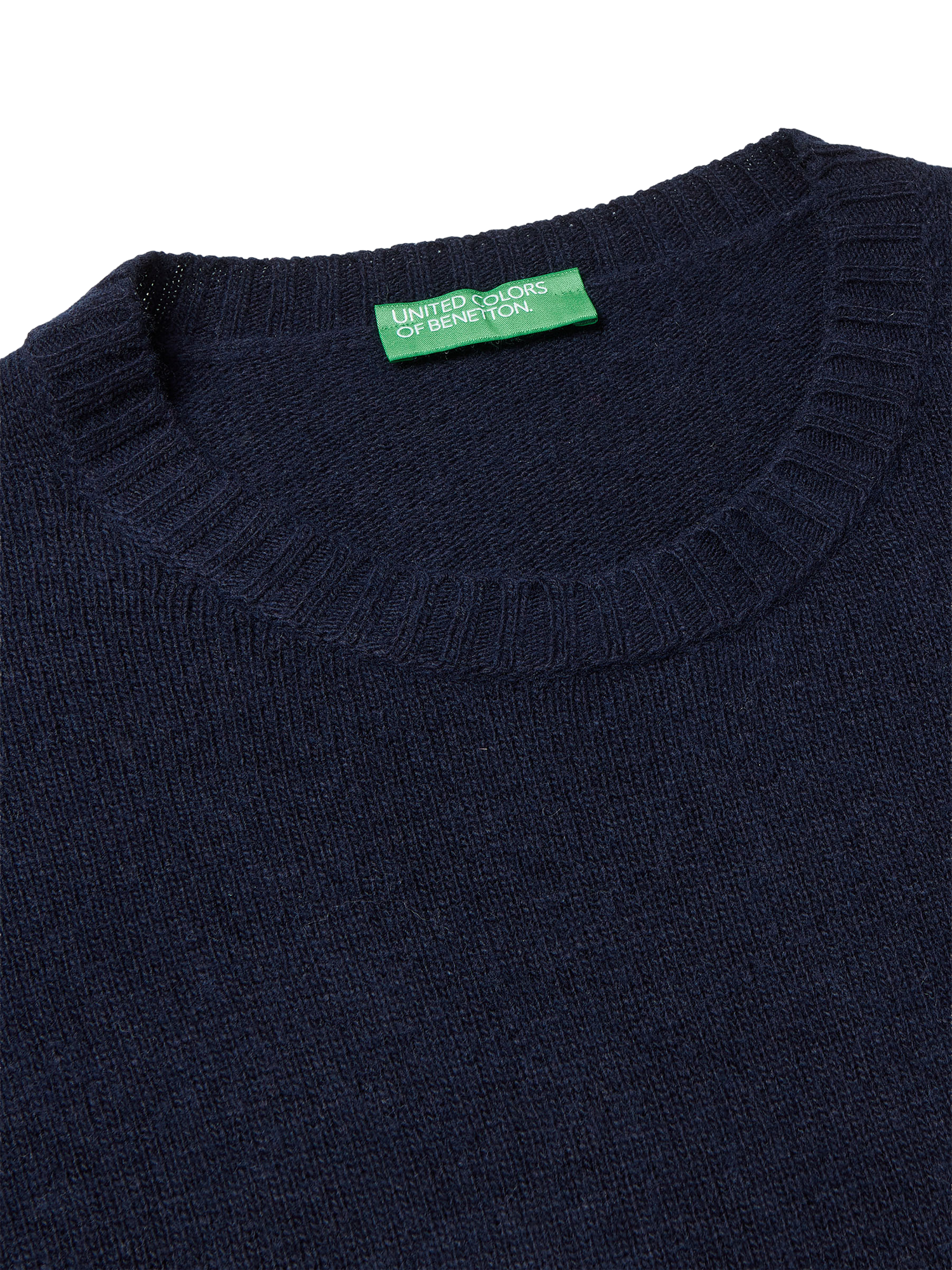 Product image 3 of 3, which shows Benetton Crew Neck Wool Blend Jumper, Blue, S