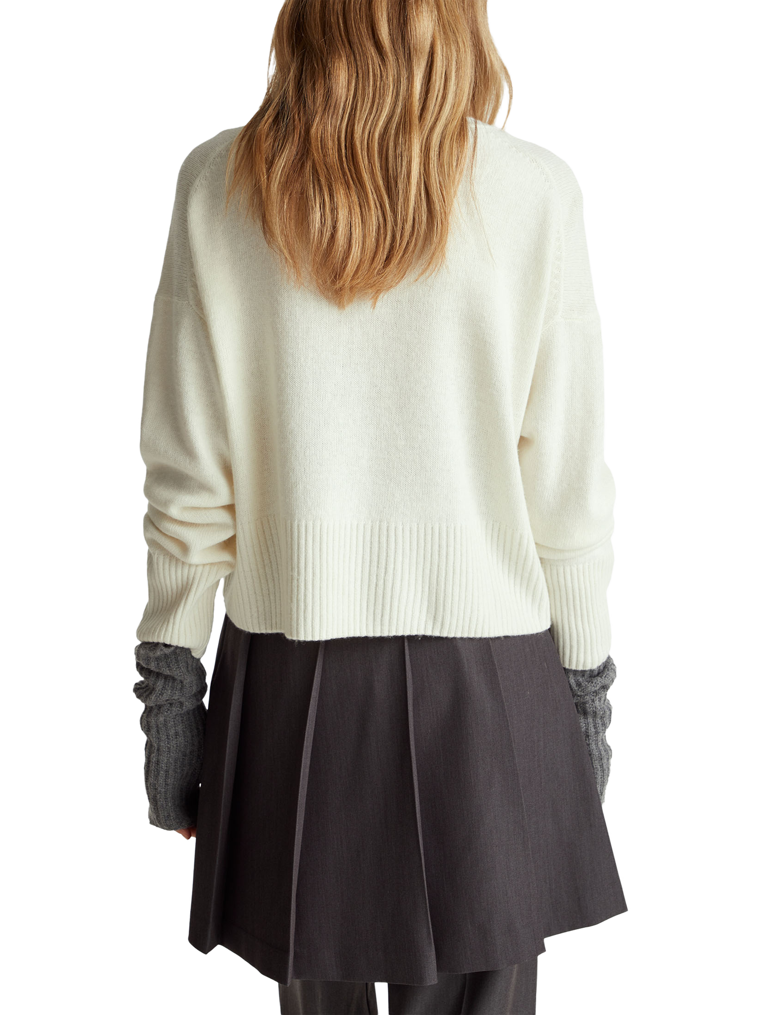 Product image 2 of 6, which shows Benetton Crew Neck Relaxed Fit Wool Blend Jumper, Cream, XS