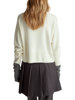 Benetton Crew Neck Relaxed Fit Wool Blend Jumper - view 2, Cream