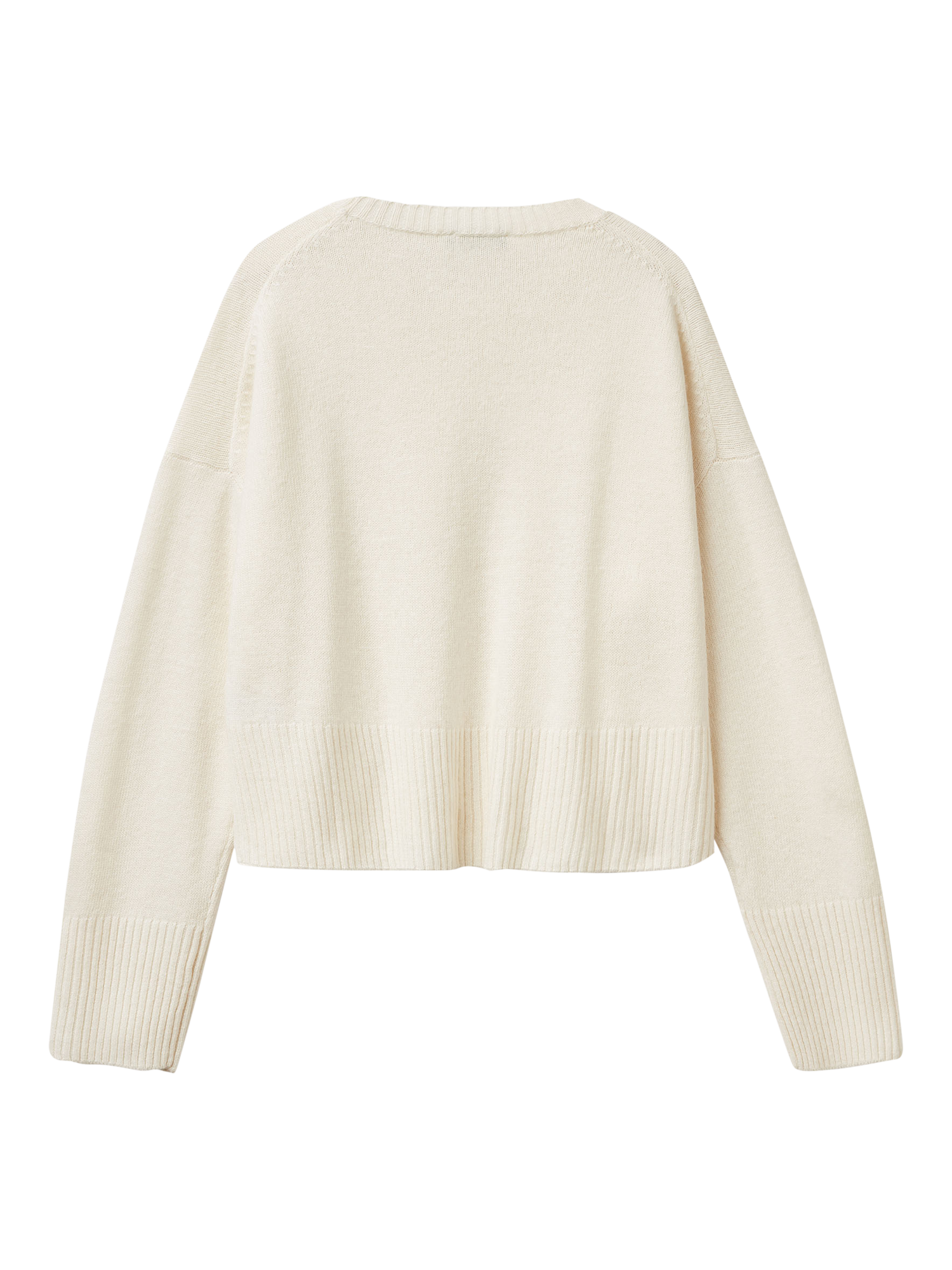 Product image 5 of 6, which shows Benetton Crew Neck Relaxed Fit Wool Blend Jumper, Cream, XS