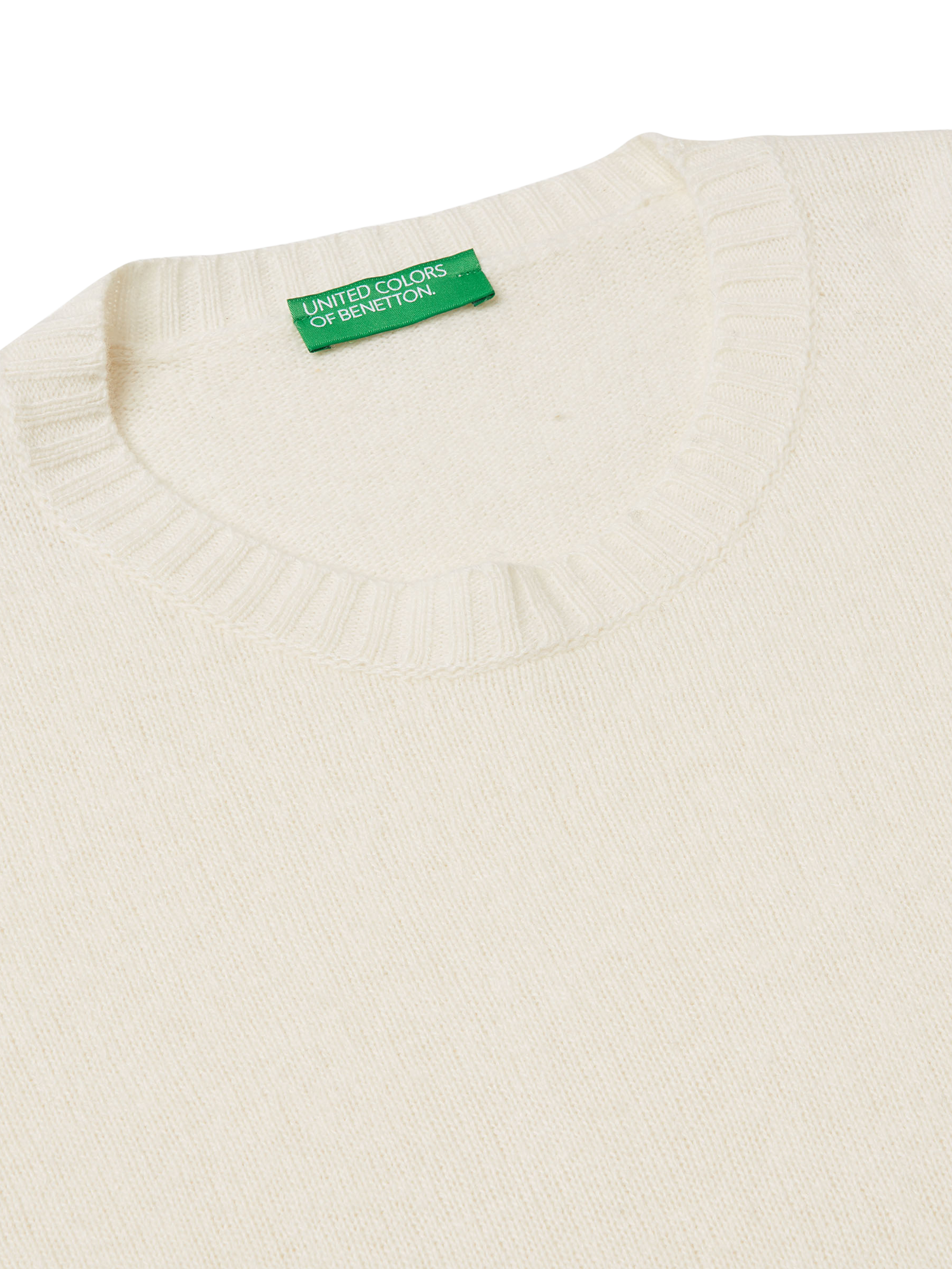 Product image 6 of 6, which shows Benetton Crew Neck Relaxed Fit Wool Blend Jumper, Cream, XS