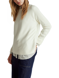 Benetton Boat Neck Ribbed Jumper, White