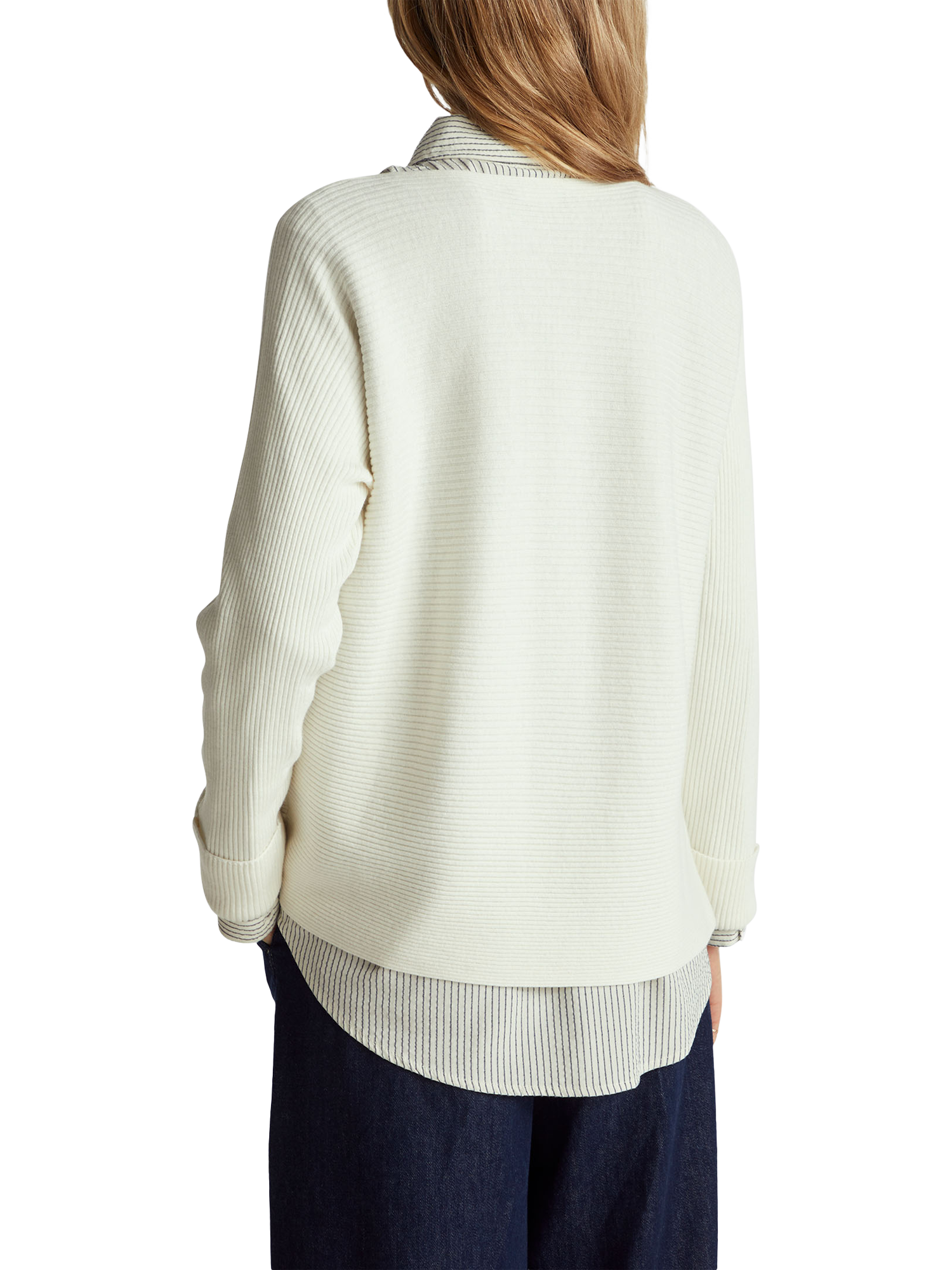 Product image 2 of 6, which shows Benetton Boat Neck Ribbed Jumper, White, XS