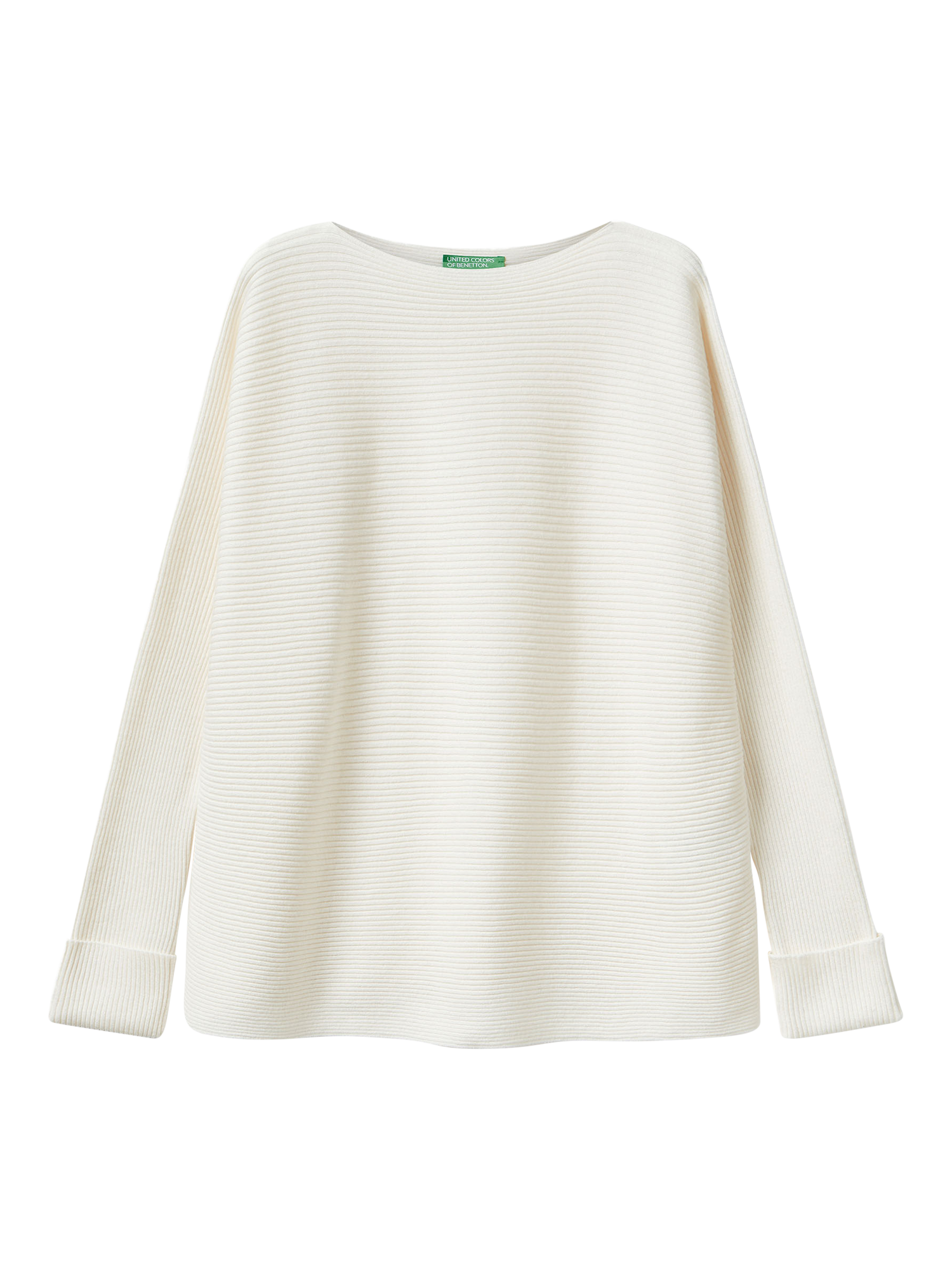 Product image 4 of 6, which shows Benetton Boat Neck Ribbed Jumper, White, XS