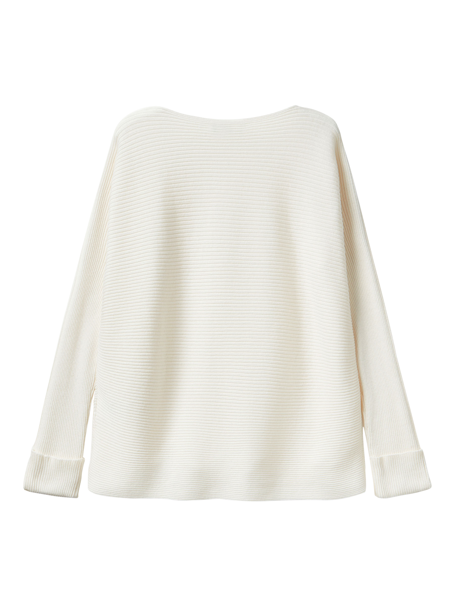 Product image 5 of 6, which shows Benetton Boat Neck Ribbed Jumper, White, XS