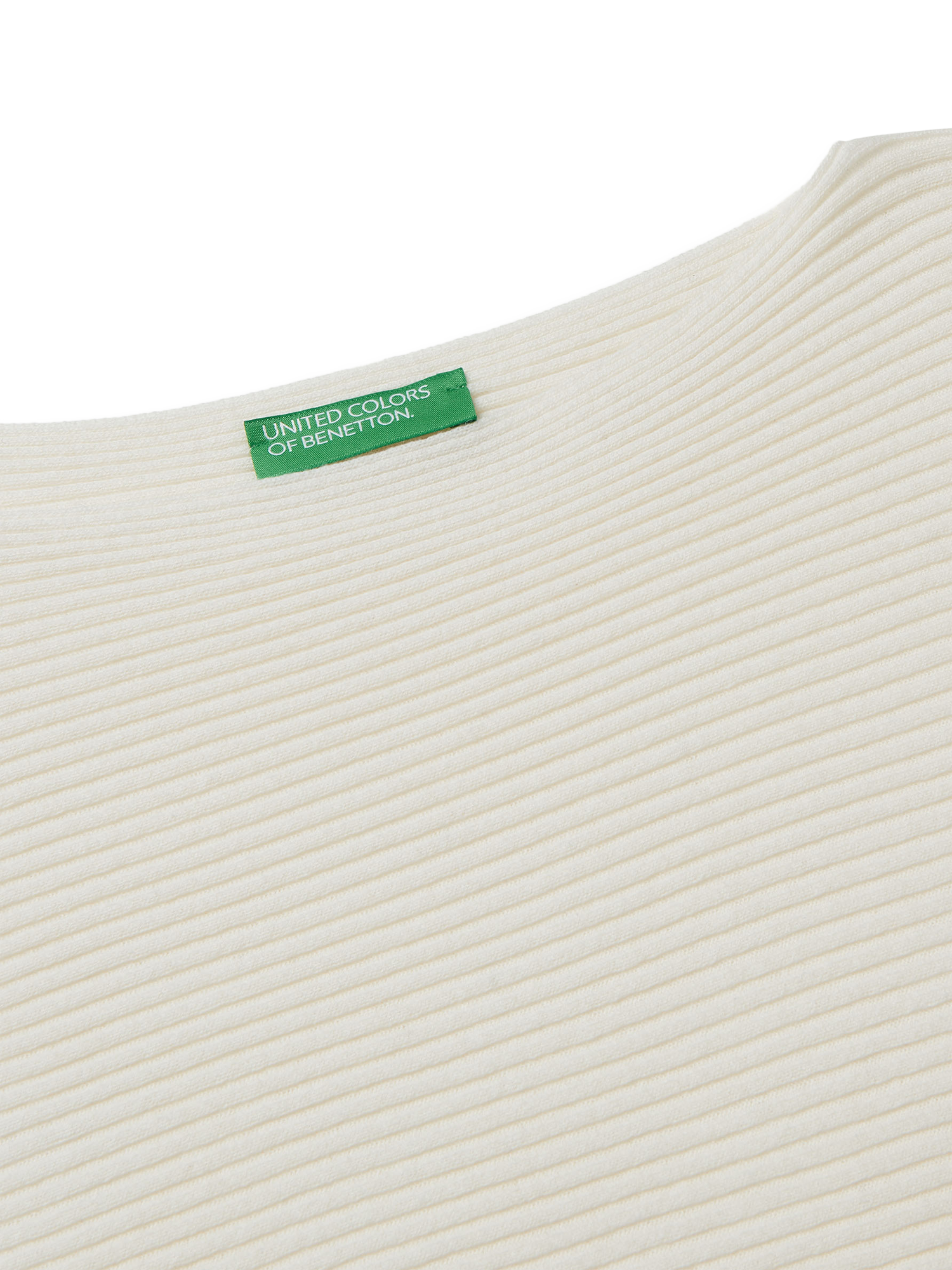 Product image 6 of 6, which shows Benetton Boat Neck Ribbed Jumper, White, XS