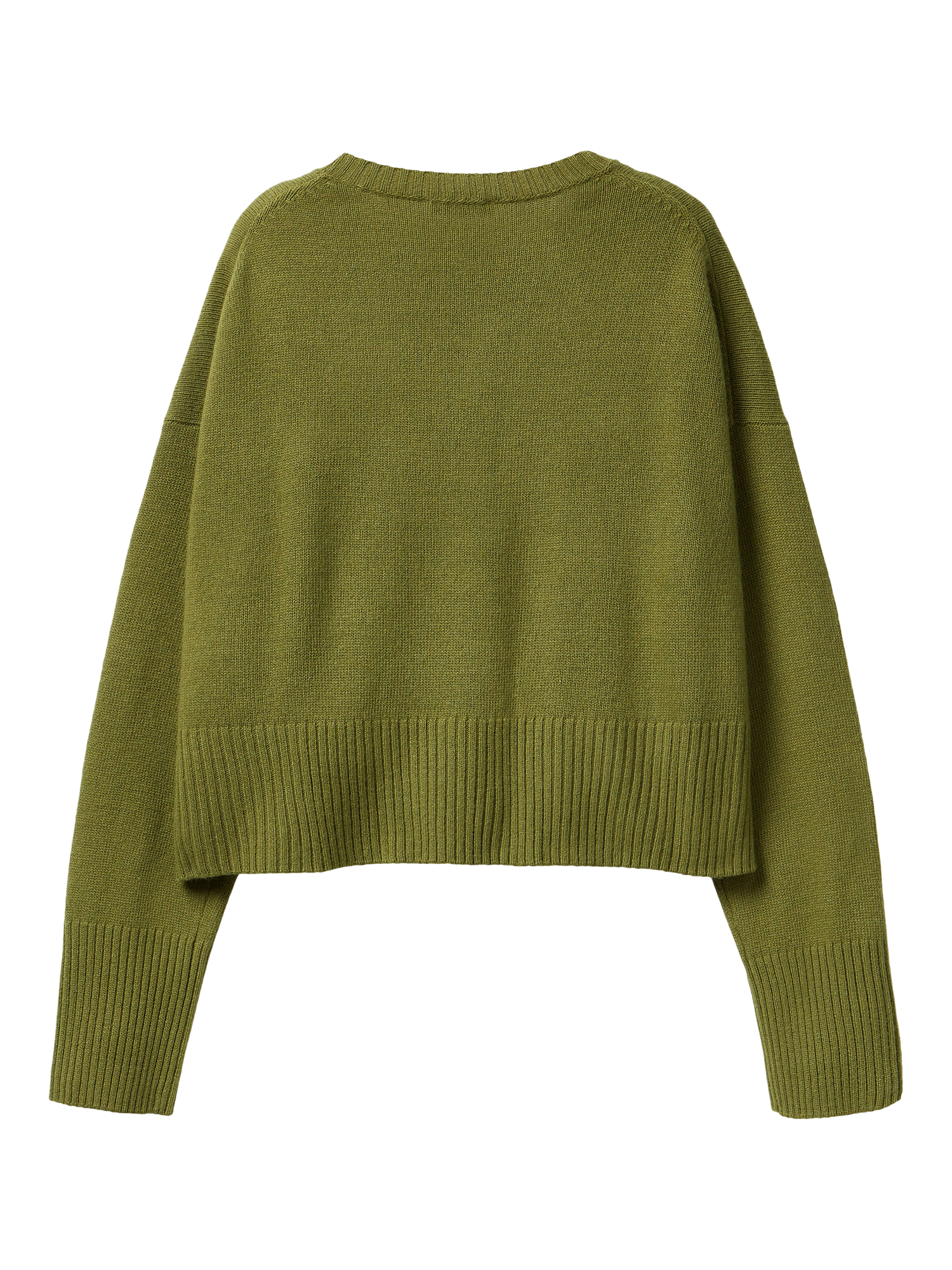 Product image 2 of 3, which shows Benetton Crew Neck Relaxed Fit Wool Blend Jumper, Green, XS